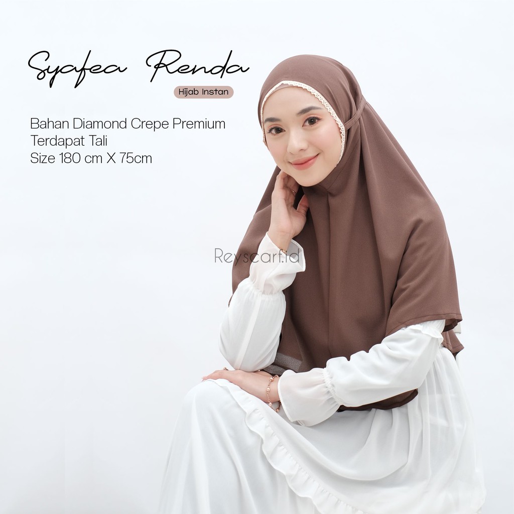 Hijab Khimar Instan Renda Syafea By Reyscarf Diamond Crepe Premium Eksklusif Banyak Warna Luxury Bisa COD