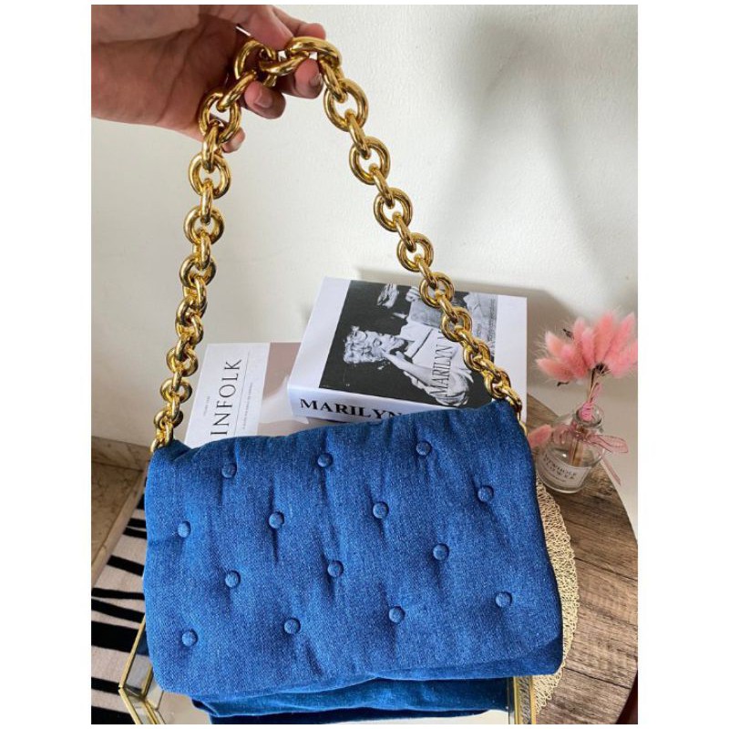 Tas Zara Pluffy Quilted Ring Denim