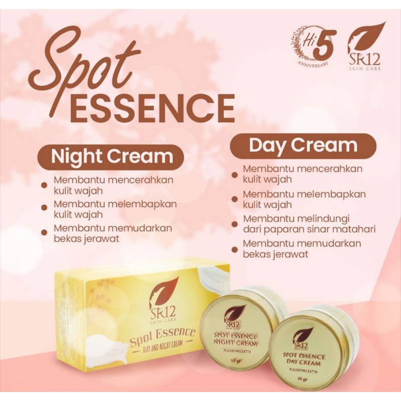 Spot Essence SR12 Skincare Bpom Cream Krim Pemutih Wajah Day Night Cream Glowing Skincare