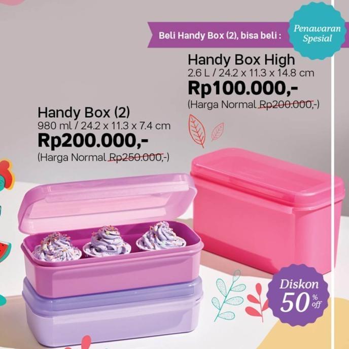 

TUPPERWARE Handy Box 2pcs Kotak Signature With PWP Box High STOK TERBATAS