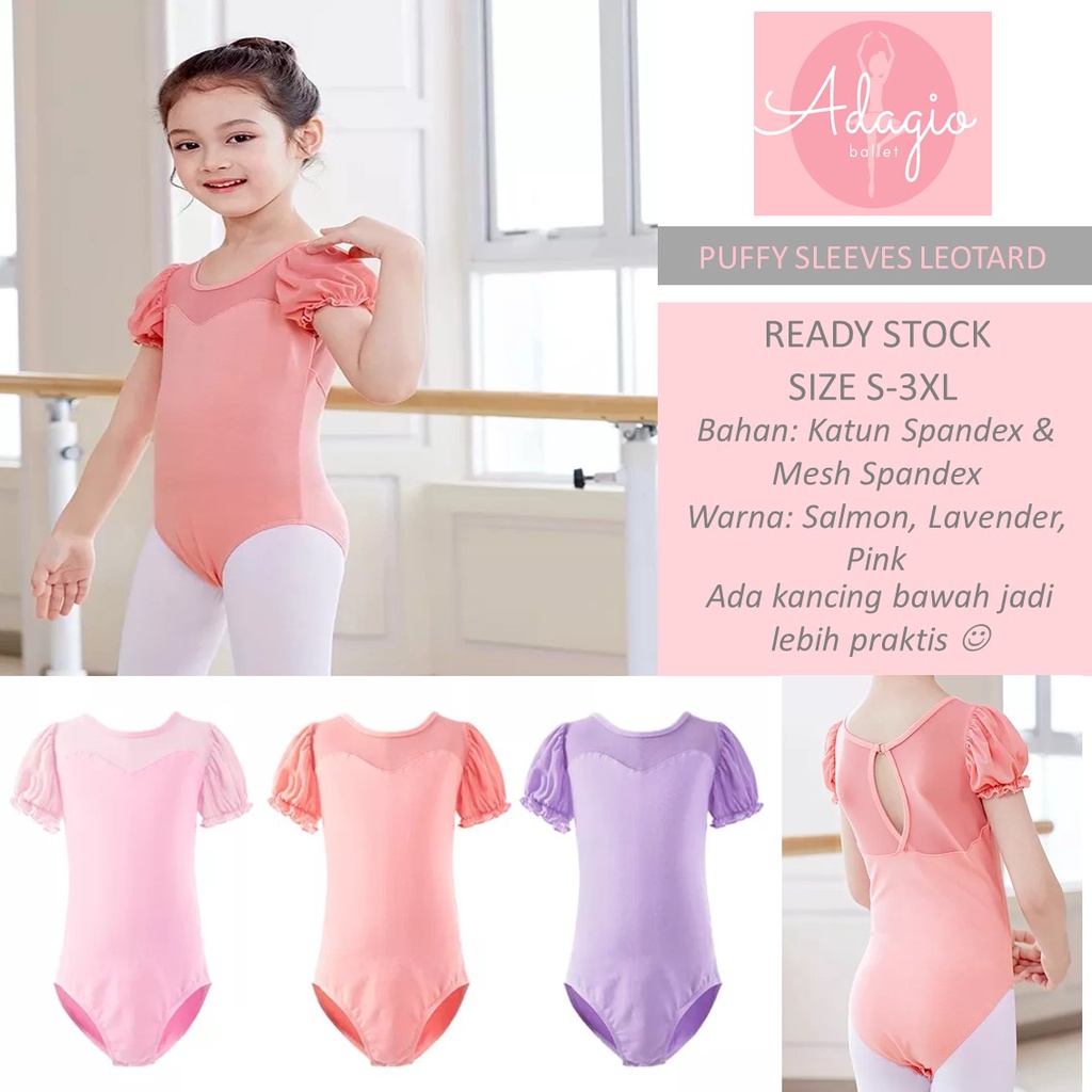 LEOTARD LENGAN BALLON PUFFY SLEEVES BALLET BALET BODYSUIT OUTFIT ANAK