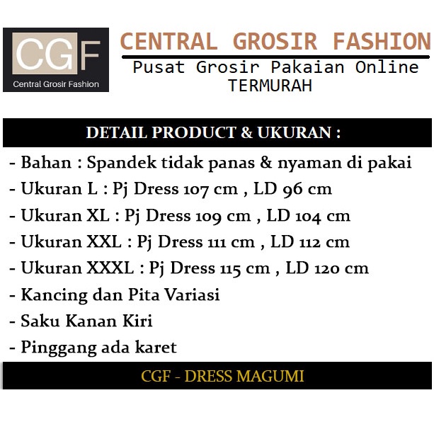 Dress Magumi - Central Grosir Fashion (CGF) - Ukuran L-3XL - Matt Spandek