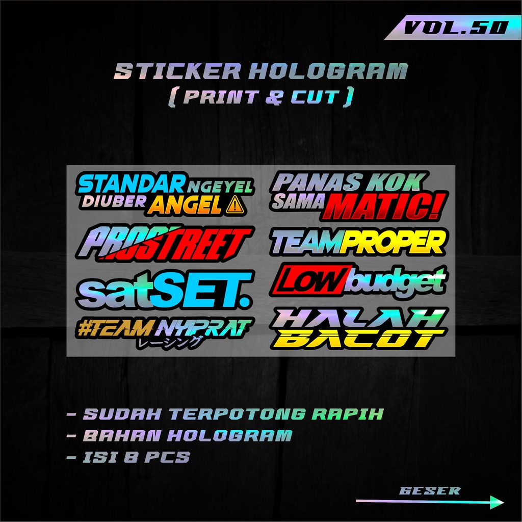 Sticker Racing Hologram Pack Print &amp; Cut Sticker Motor