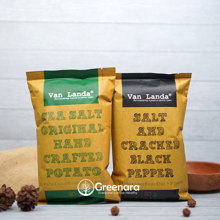 

TERLARIS Van Landa 80gr Potato Chips / Snack Sehat Keripik Kentang Non MSG - BLACKPEPPER 80G