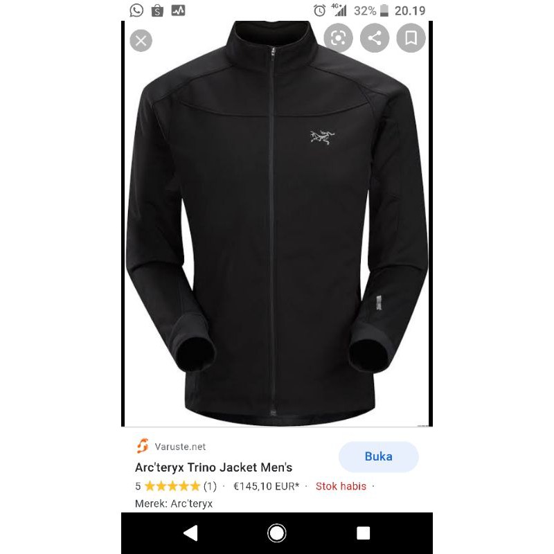 JAKET OLAHRAGA SOFT JAKET UNISEX ARCTERYX TRINO