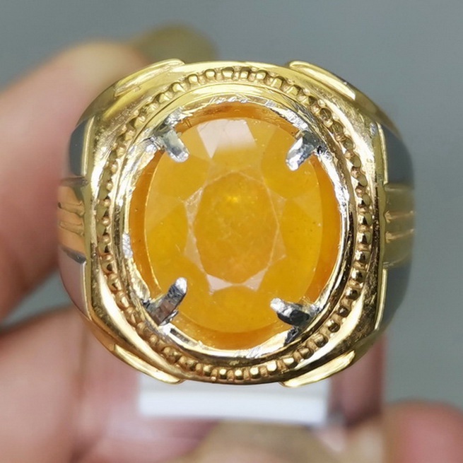 Cincin Batu Akik Kuning Yellow Safir Yakut Bagus