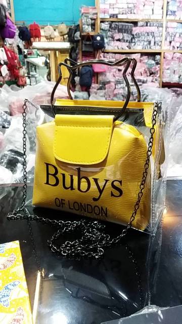 Tas Selempang Mika BUBYS Transparant Tali Rante JUST YELLOW APRICOT