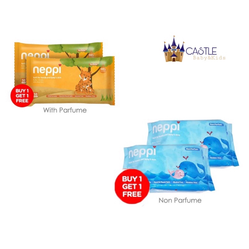 Neppi Buy 1 Get 1 Free Baby wipes isi 10's 50's - Tisu Basah Neppi isi 2pack