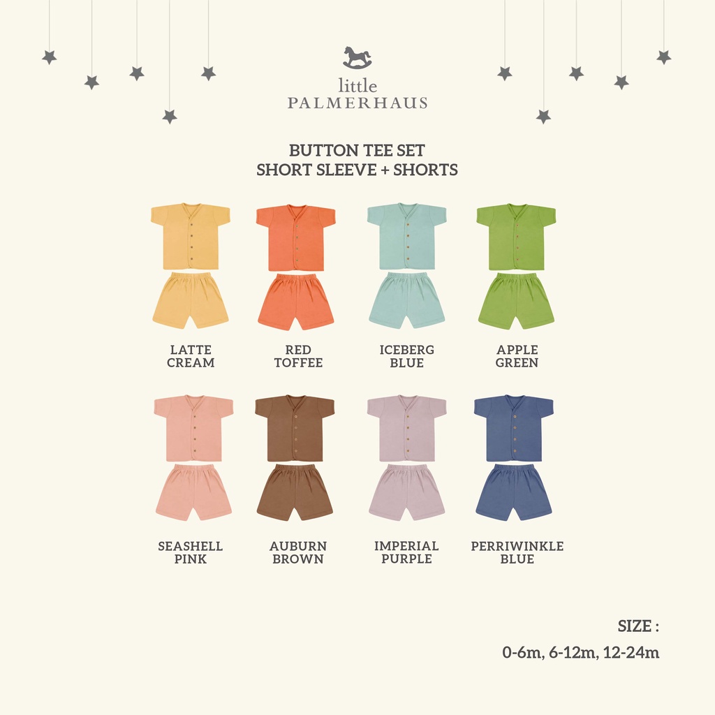 PROMO 7.7 PROMO BAJU LEBARAN WARNA TERLENGKAP Little Palmerhaus Button Tee Set Setelan piyama anak  setelan pendek anak  0 - 24 Bulan