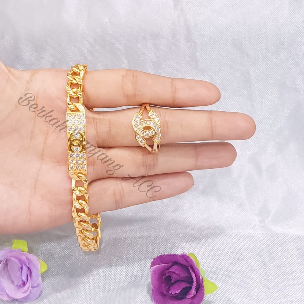 SET DEWASA BRANDED DIAMOND perhiasan super berkelas fashion korea anti karat dan anti luntur