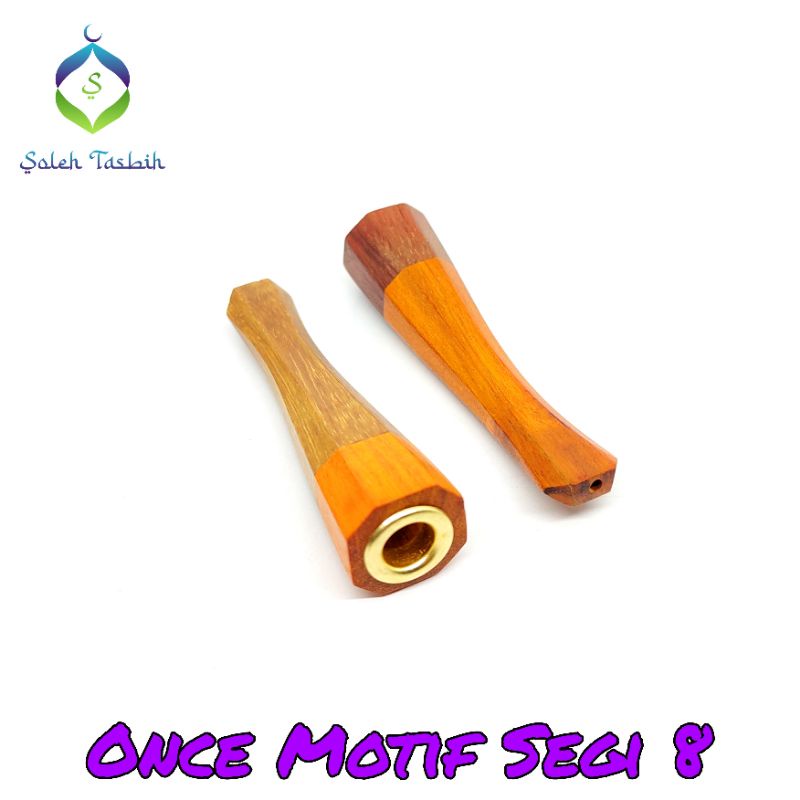 Once Kayu Kombinasi Motif Segi 8,Panjang 7cm/Lubang Multifungsi