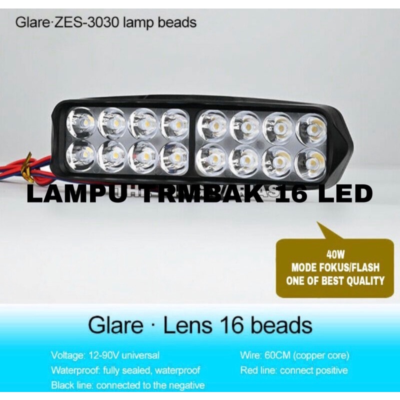 lampu tembak led cree 16 mata led 2 susun 12v