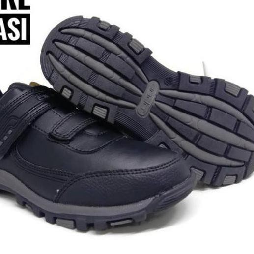 *Ready Stock Sepatu Sekolah Anak Laki-laki Lelaki Perempuan Ando Morgan Lite Velcro TK SD SMP HITAM