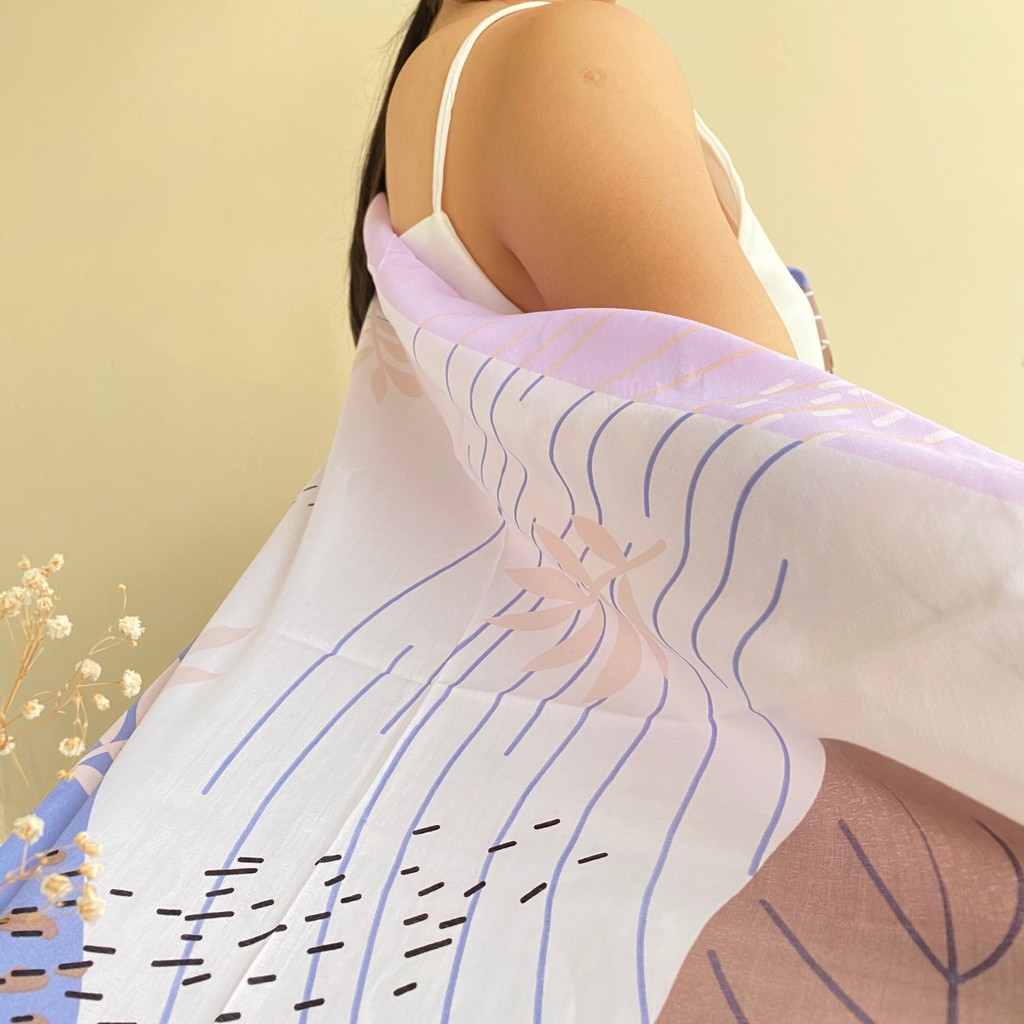 Shawl Pashmina Motif Pastel Soft Purple - Vol. 1 "Nature in Pastel" (Selendang Motif)