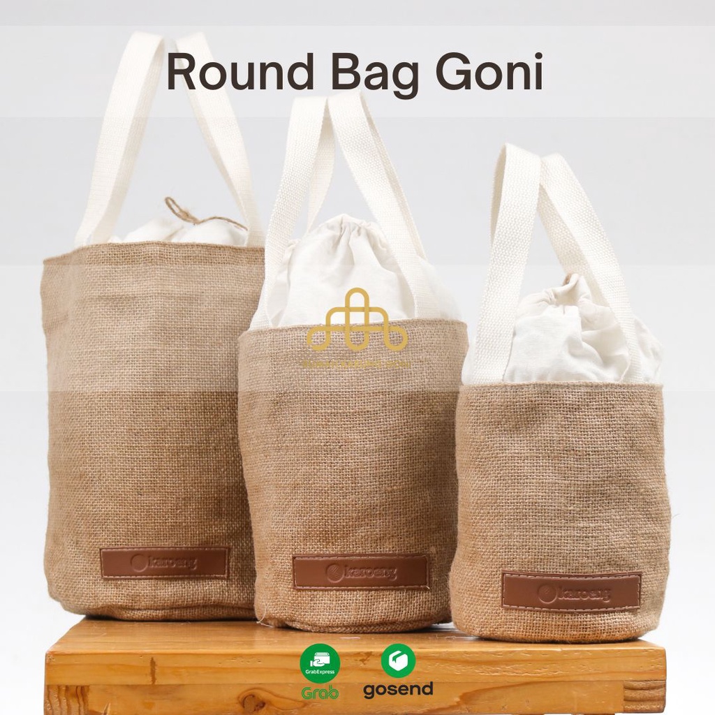 Totebag Hevea - Round Bag Totebag Tas Goni - Tas Hampers - Packaging Unik Ramah Lingkungan