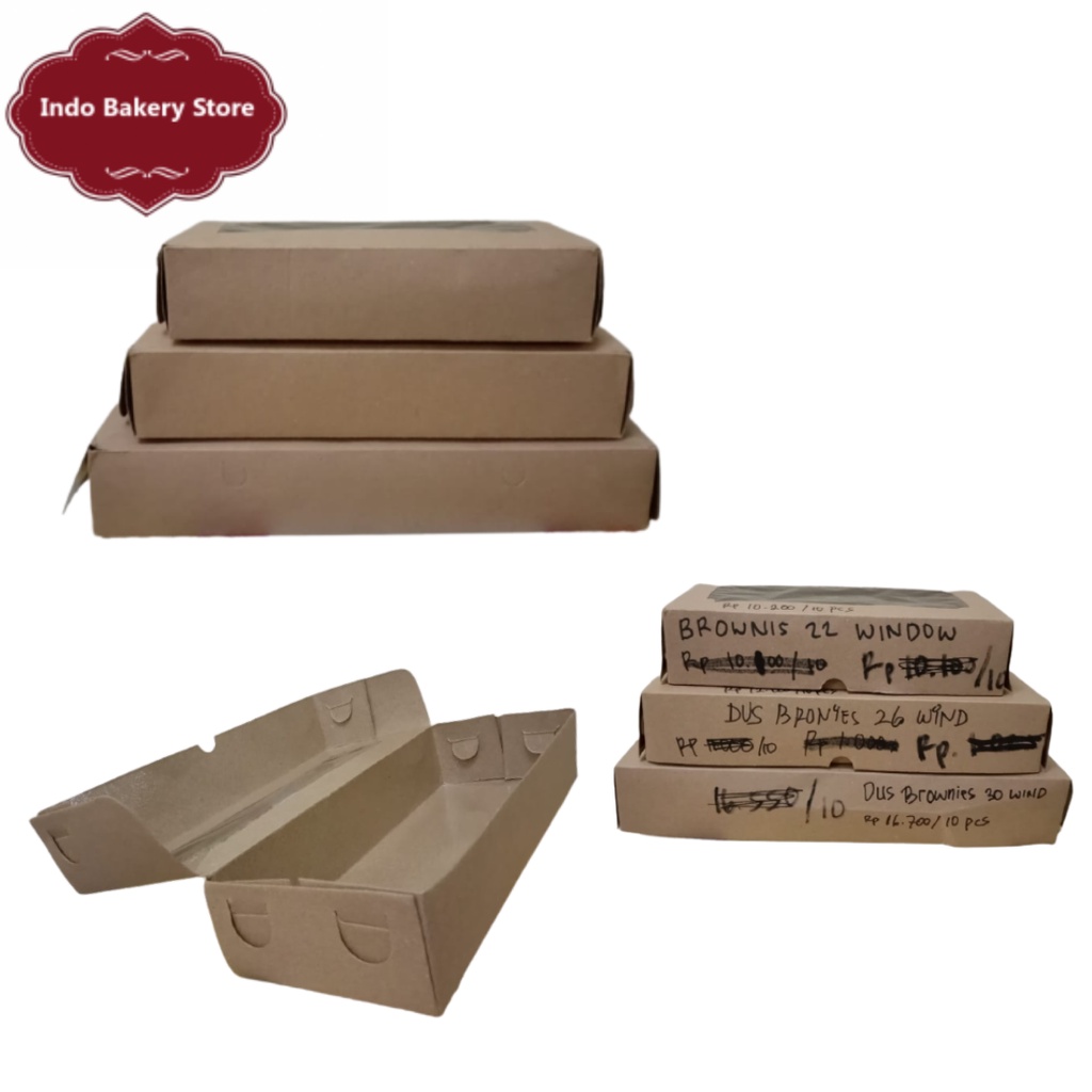 

Dus Coklat | Dus Brownis 22, 26, 30 Window (Laminasi) | Per 200 pcs