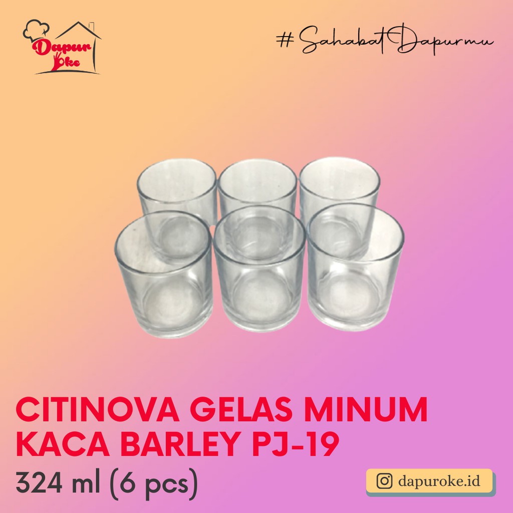 Jual Citinova Gelas Minum Kaca Barley Pj 19 6 Pcs Shopee Indonesia 2666