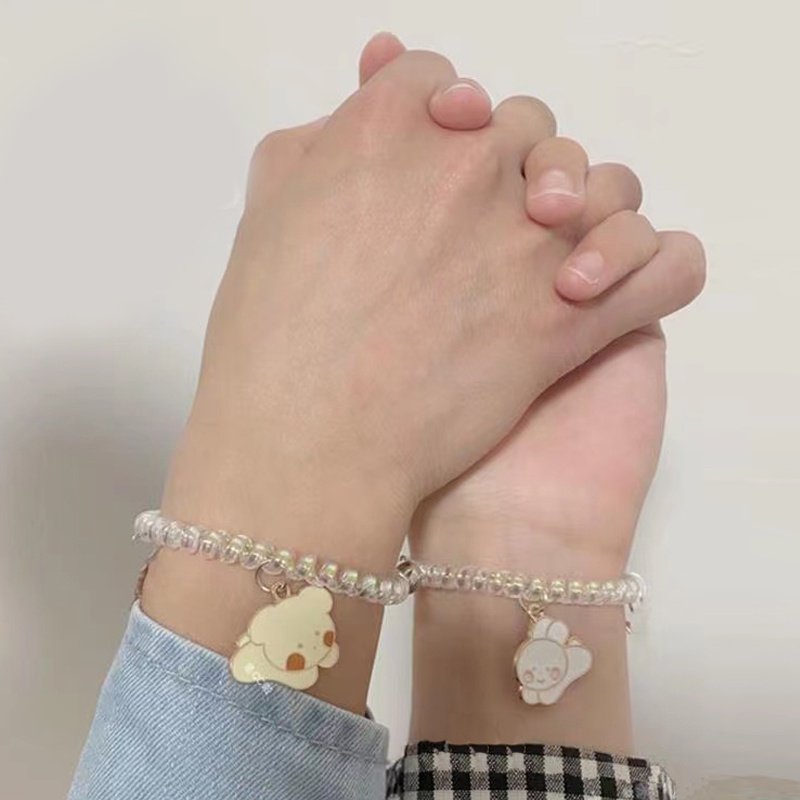 Gelang Couple Tali Telepon Motif Kartun Untuk Hadiah Pasangan/Gelang Magnet Desain Kuromi Cinnamoroll Untuk Pria Dan Wanita