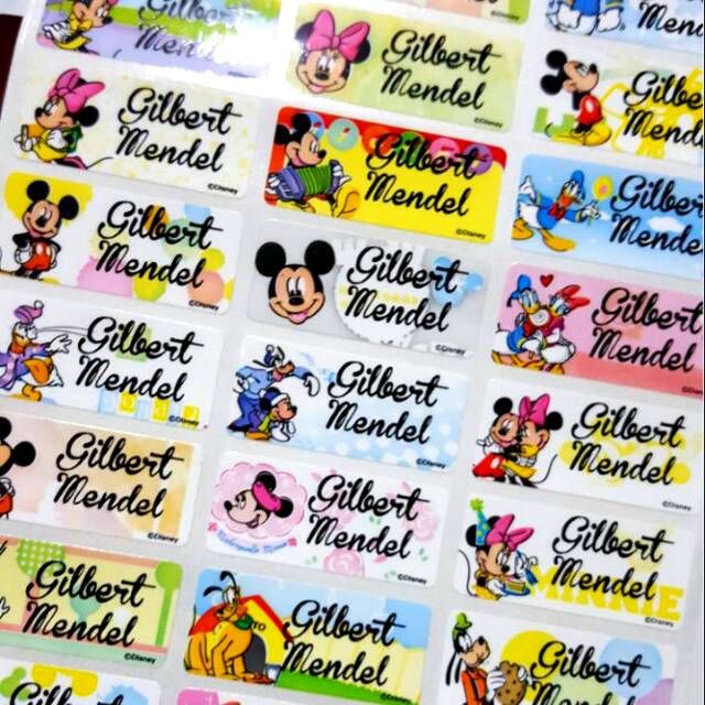 

Label nama anti air stiker waterproof Mickey 3