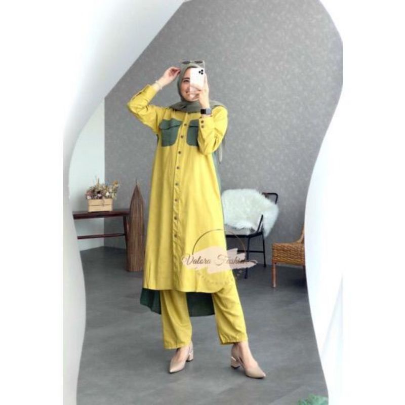 DRESS MUSLIM, baju wanita, baju gamis, dress, gamis, Baju gamis, VELOVE ONE SET. Stelan, setelan