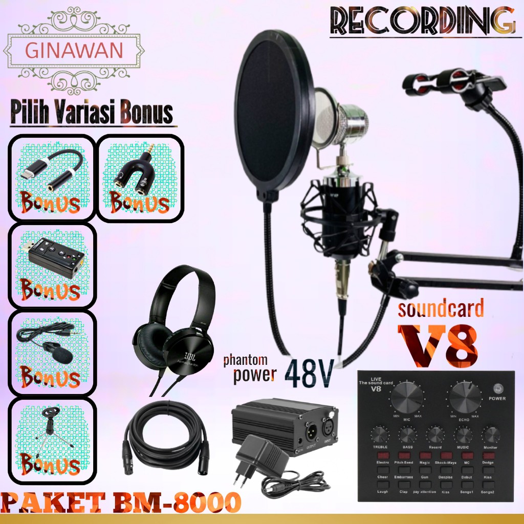 PAKET SUPER LENGKAP AUDIO REKAMAN BM 8000 TAFFWARE