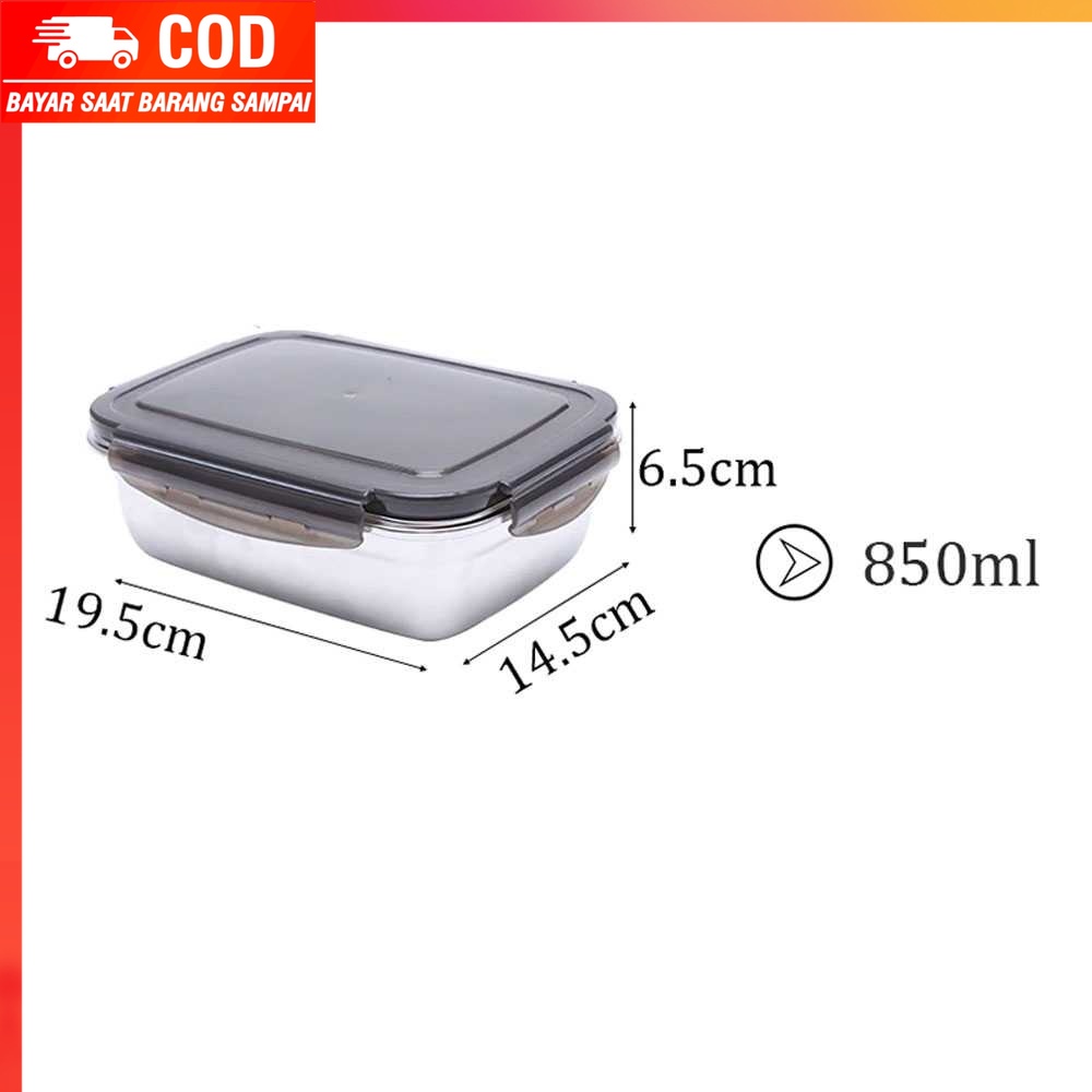 (100% BARANG ORI) HOMEFAVOR Kotak Makan Bento Lunch Box Stainless Steel - KT273