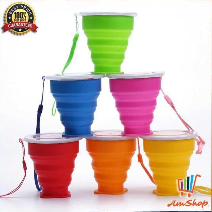 Gelas Lipat Silikon Foldable 200ml Silicone Mug Outdoor Murah