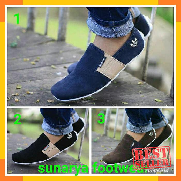 Sepatu Santai Adidas Slop Slip On Casual Pria Kulit Suede