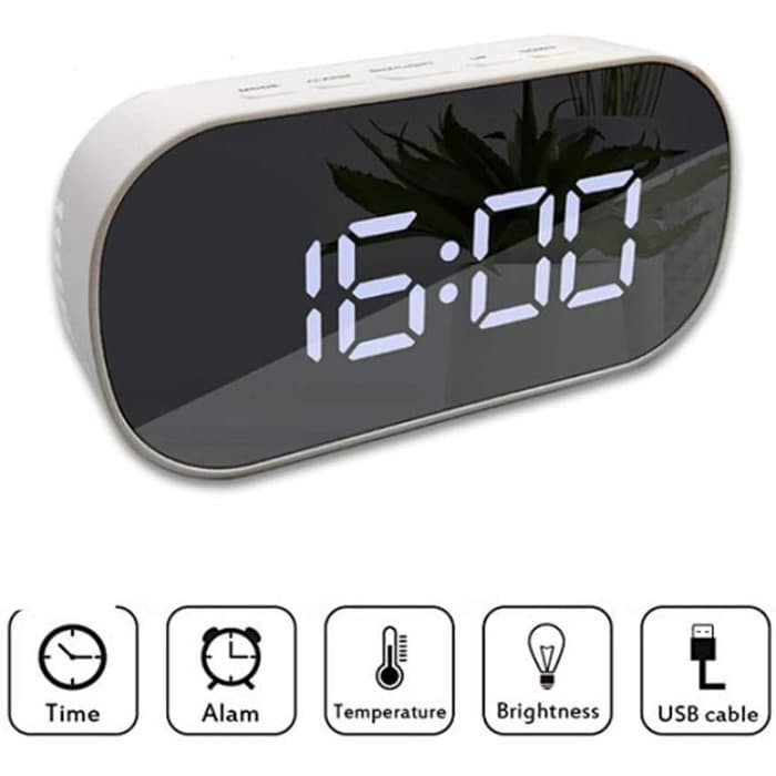 Jam Meja Mini Digital Clock LED DT-6506 Weker Desktop White