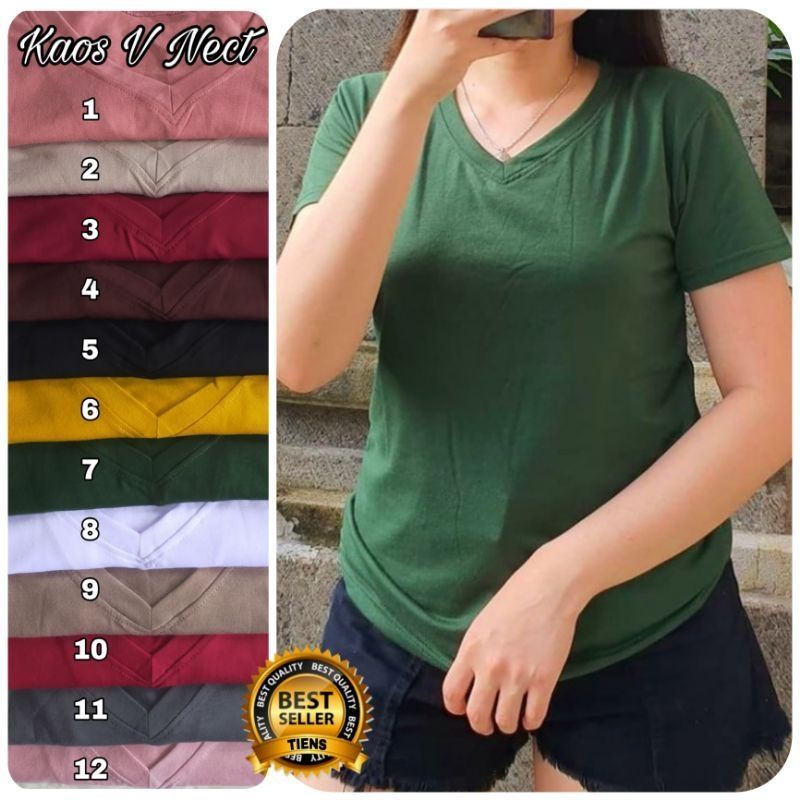 Kaos V neck Polos Wanita Cewek Premium / Korean V Neck