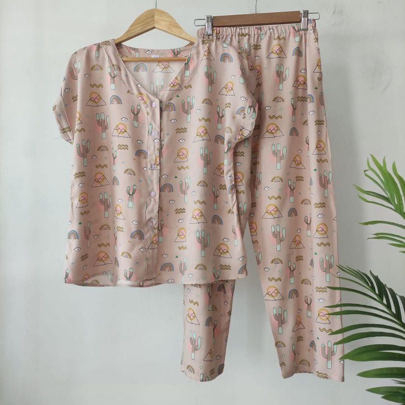 PIYAMA RAYON | PIYAMA VNECK | PIYAMA KEKINIAN | BAJU RUMAHAN-KCPD S