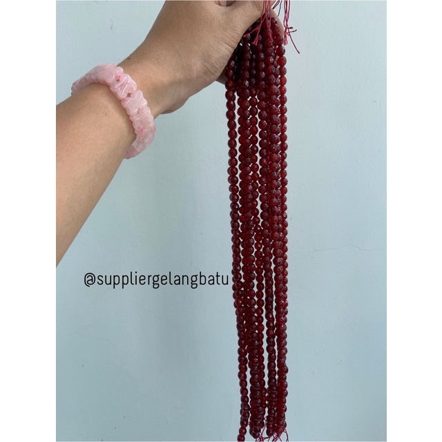 batu RED GARNET 8mm cutting bahan gelang kalung alam manao merah glossy bahan kalung gelang anting strap mask kerajinan tangan craft citayam fashion week etink vintage elegan bali manik crystal