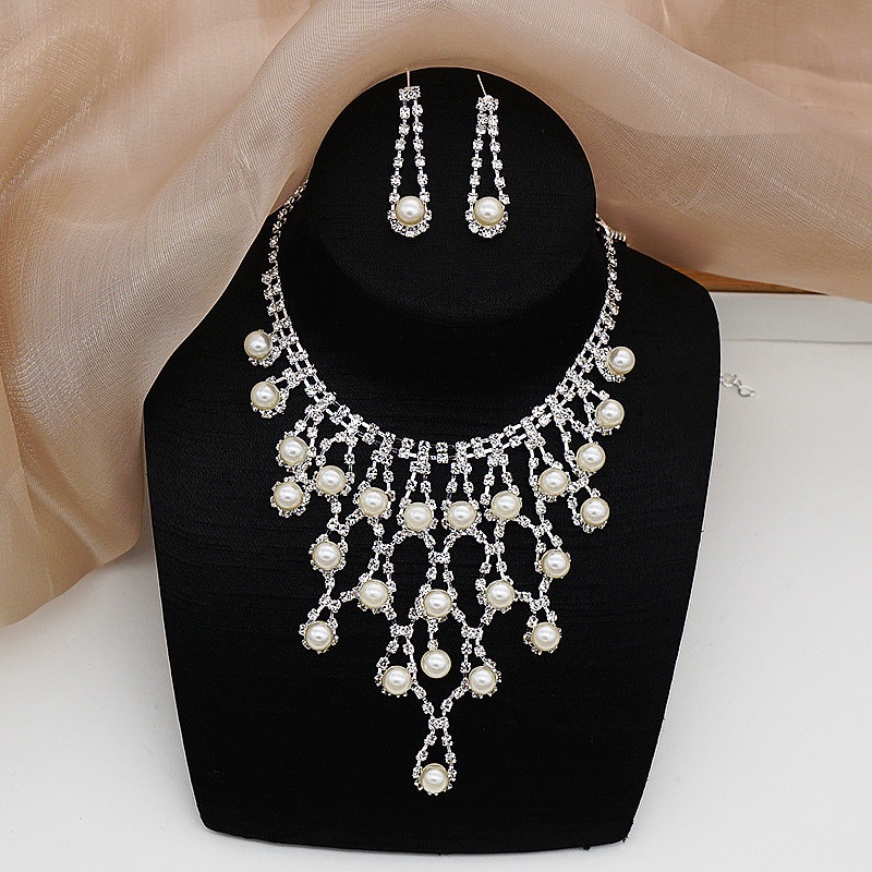 Set Kalung Anting Desain Mutiara Untuk Pengantin Wanita