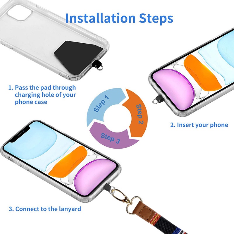 Panjang + Pendek Leher Lanyard Tali Pergelangan Tangan Universal Crossbody Ponsel Tali dengan Menghubungkan Pad untuk Ponsel Case Gantungan Kunci ID Card Anti-Drop Sling