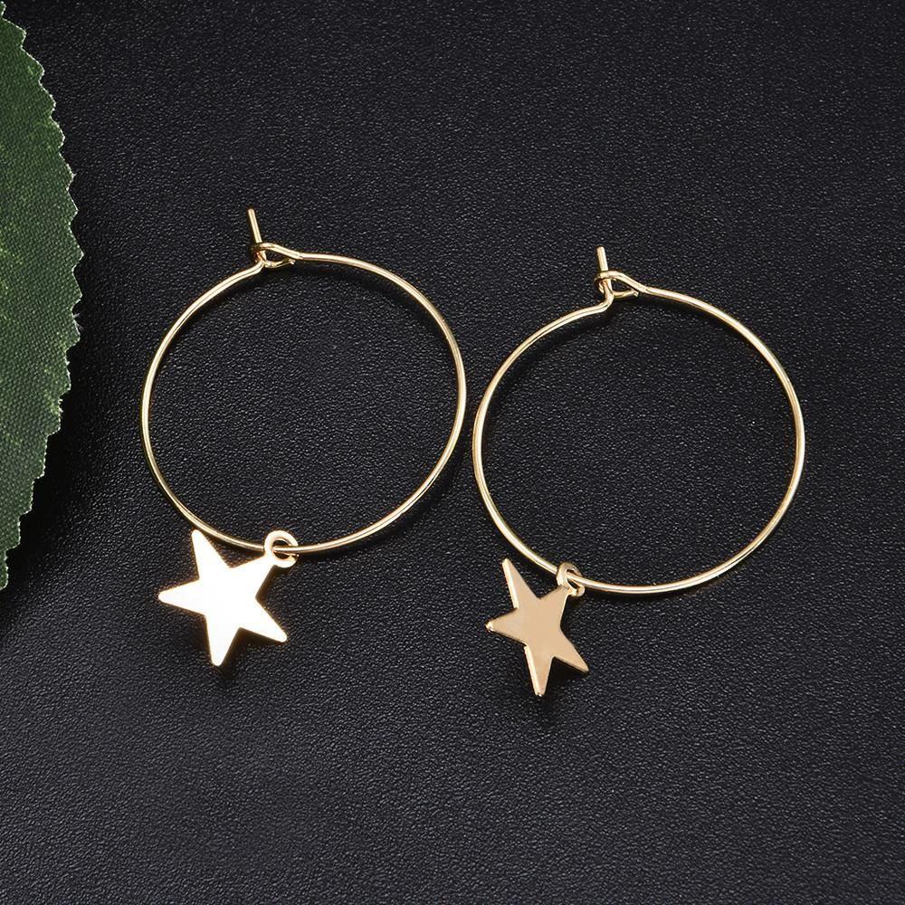 R-flower 1pasang Anting Hoop Bintang Perhiasan Fashion Bohemia Boho Gothic Hip Hop Ear Stud