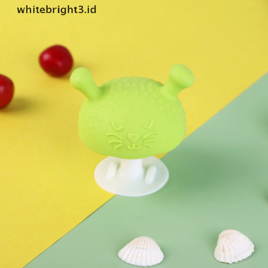 (whitebright3.id) Mainan Teether Bentuk Jamur Bahan Silikon Untuk Bayi Baru Lahir