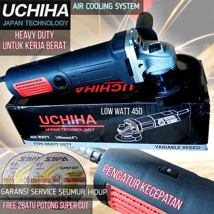 DISKON MESIN GERINDA UCHIHA TYPE 802 VARIABLE SPEED ANGLE GRINDER GURINDA MURAH