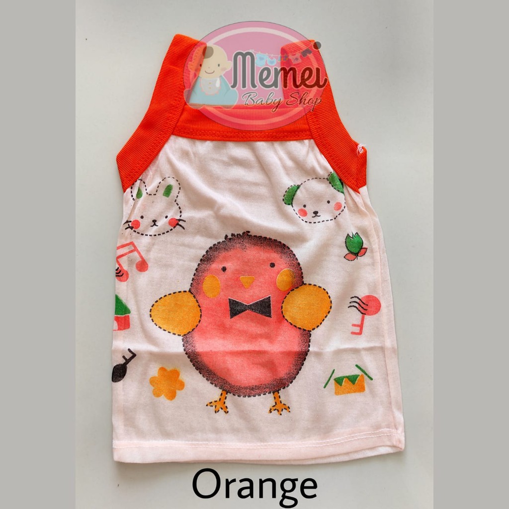 1 LUSIN (12 pcs) Singlet bayi motif AYAM ukuran M / L / XL