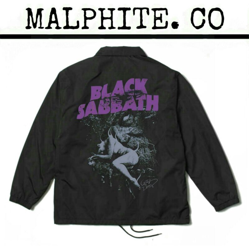 Coach Jacket Black Sabbath God Is Dead ? Windbreaker Motif Logo Band Musik Merch Metal Punk Rock And