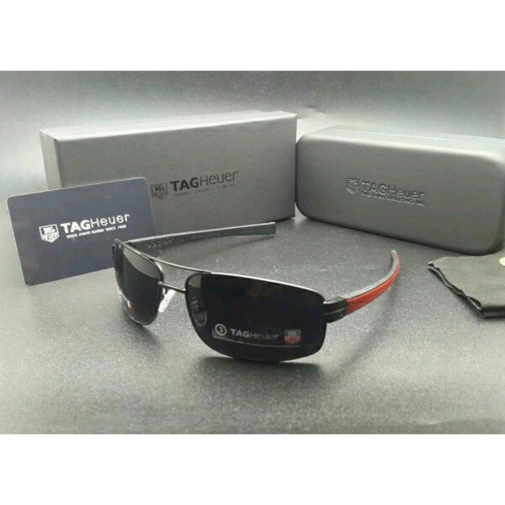 Kaca Mata pria Tag Heuer model simple Polarize Super Lensa Hitam elegant mewah
