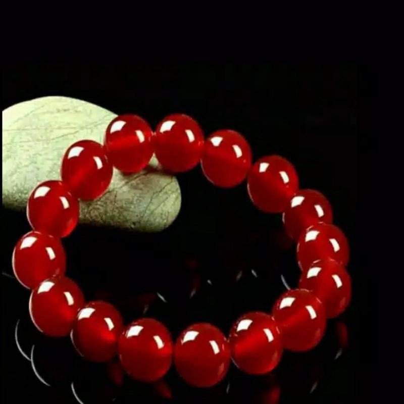 GELANG BATU NATURAL RED JADE GIOK MERAH.