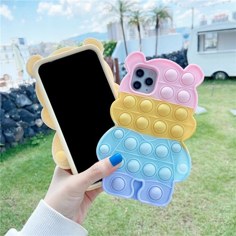 softces pop it beruang IPHONE case pop it caseng FOR iPHONE