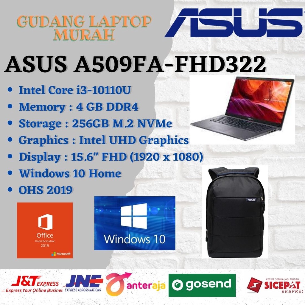 ASUS A509FA FHD321 FHD322 Core i3-10110U 4GB 256GB 15.6" FHD W10 OHS