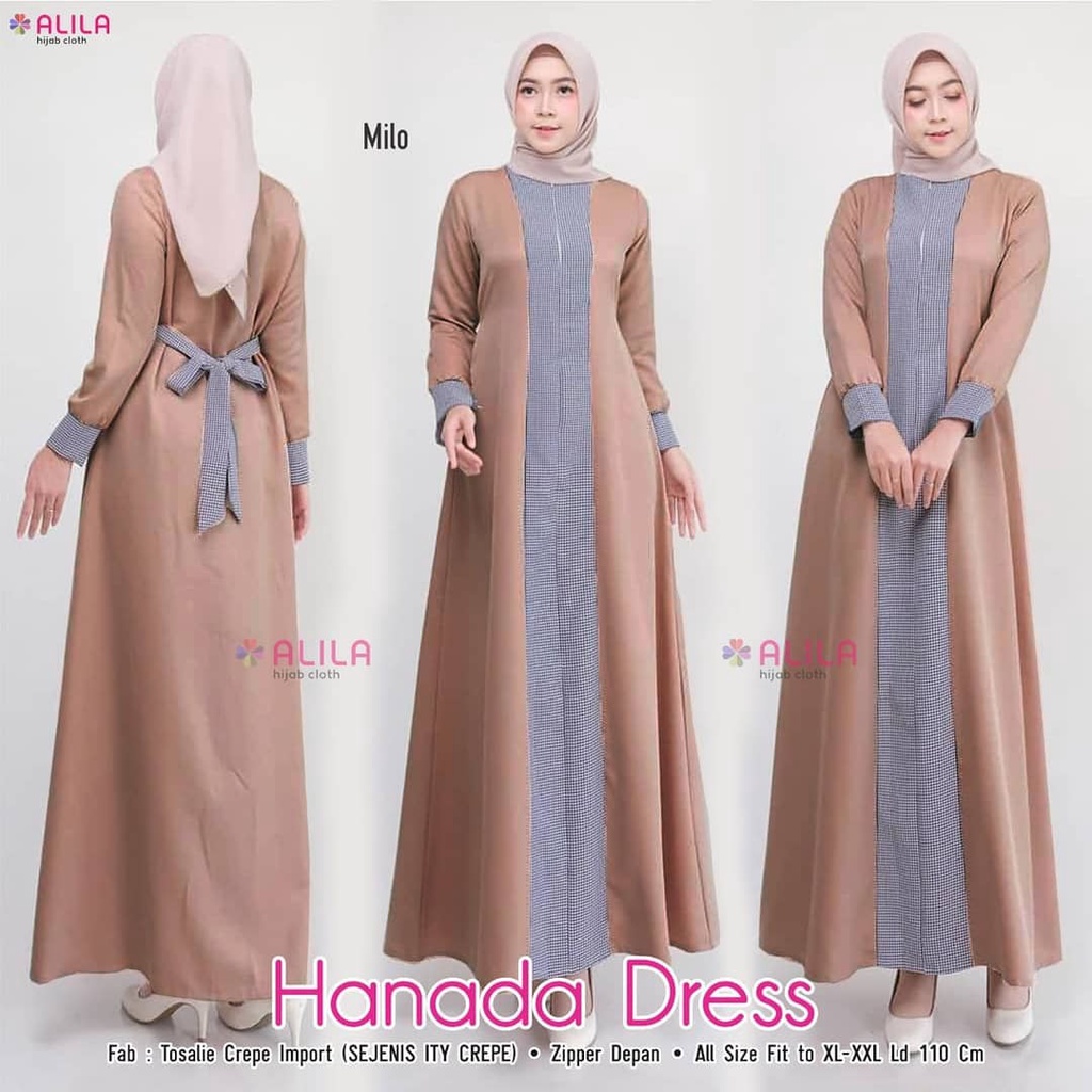 Baju gamis wanita terbaru gamis Dewasa kekinian modern 2021 wanita dress Hanada maxy