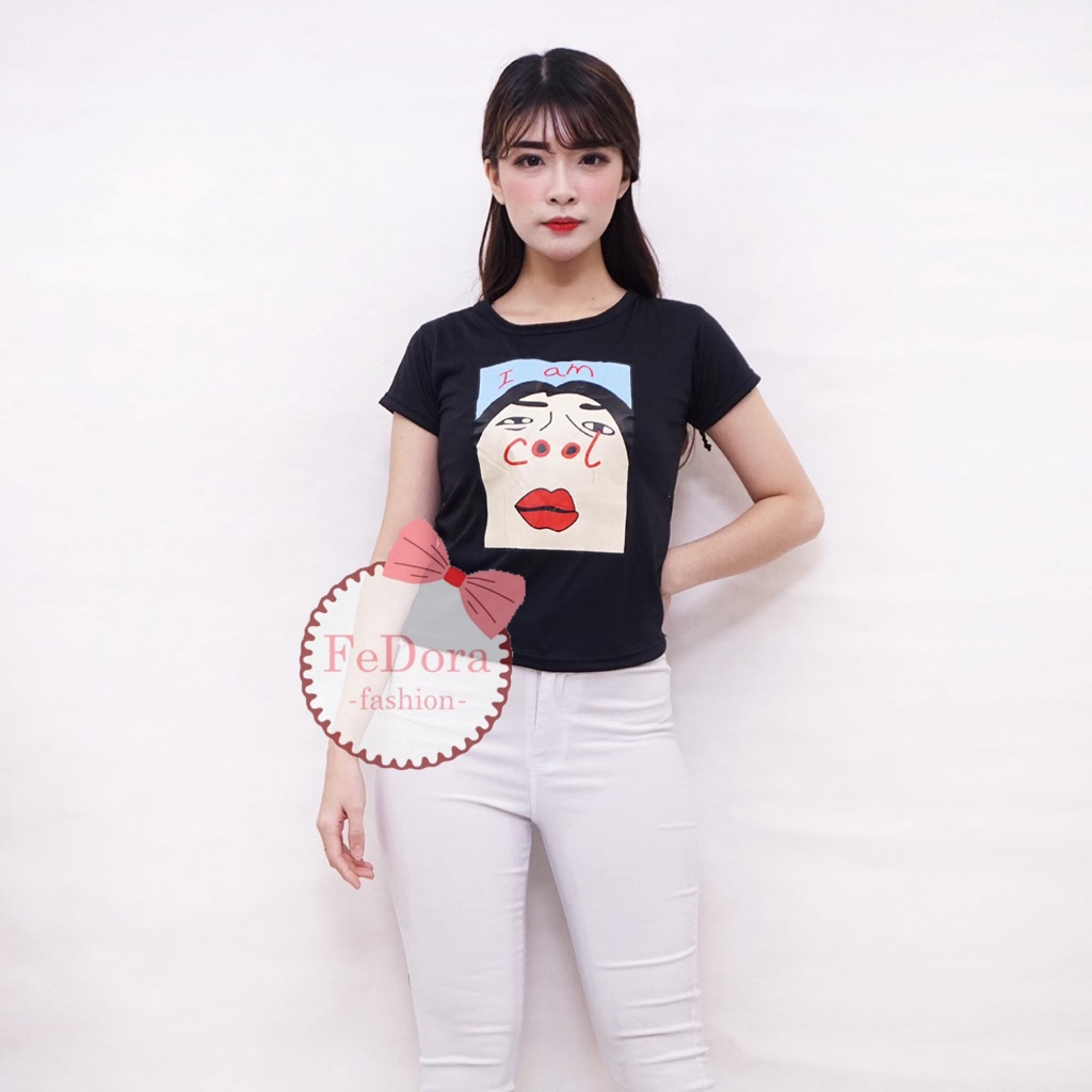 Fedorafashion TSHIRT WANITA  I AM COOL KAOS  OBLONG  