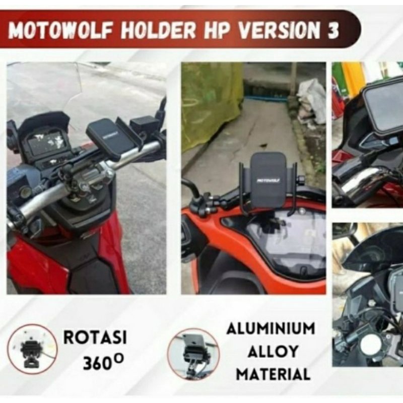 MOTOWOLF HOLDER HP HANDPHONE 3 VERSION NMAX NEW NMAX XMAX 250 PCX 160 ADV