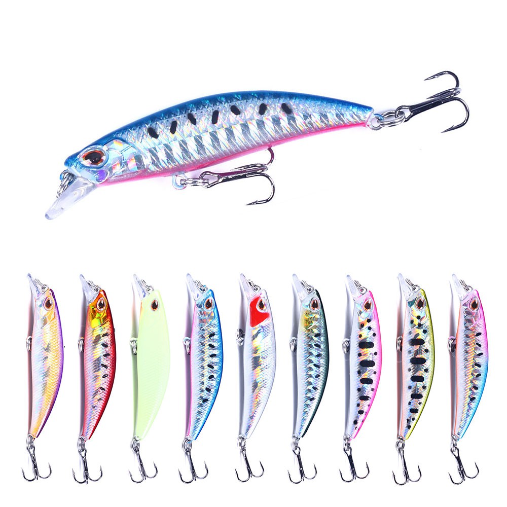 HENGJIA 1PCS New Casting Fishing Lure 68mm/6.5g 3D Eyes Luminous Artificial Hard Bait Sinking Minnow Hard Bait