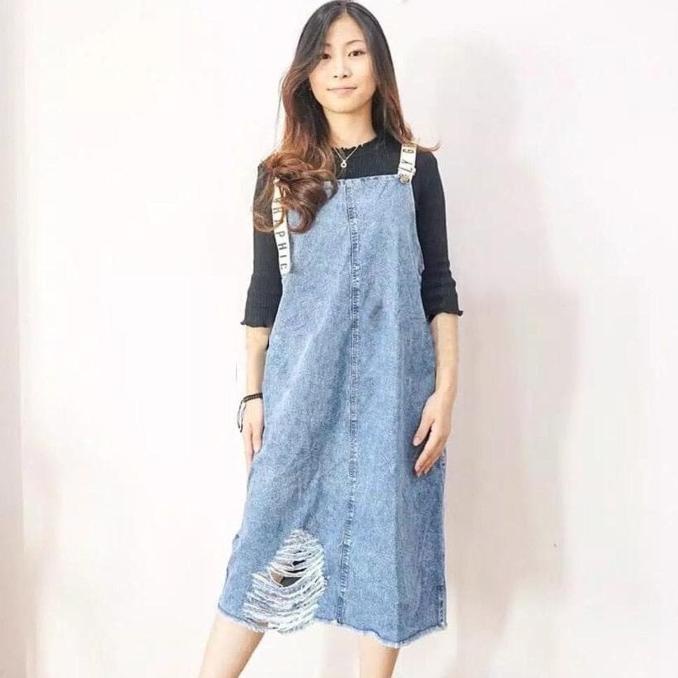 Dress Overall Angela Denim Overall Bahan Denim Murah
