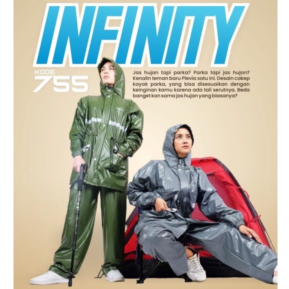 Jas Hujan Pria Setelan/ Jas Hujan Wanita Jaket Celana Raincoat Plevia Infinity 755