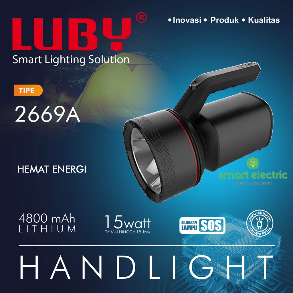 Luby L-2669A Senter LED Emergency 15 Watt Tahan 18 Jam Terang Rechargeable Bagus